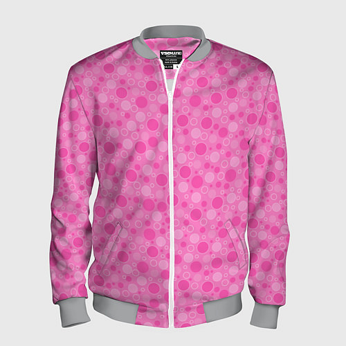 Мужской бомбер Малиново розовые пузыри и горохи / 3D-Меланж – фото 1