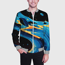 Бомбер мужской Синяя волна из красок, цвет: 3D-меланж — фото 2