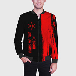 Бомбер мужской Bring Me the Horizon - red gradient по-вертикали, цвет: 3D-черный — фото 2