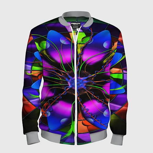 Мужской бомбер Неоновая психоделика лепестки / 3D-Меланж – фото 1