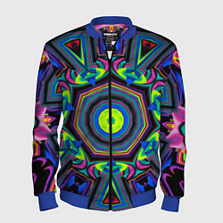 Бомбер мужской Оптический узор неоновые краски, цвет: 3D-синий