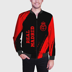 Бомбер мужской Real Madrid - red gradient вертикально, цвет: 3D-черный — фото 2