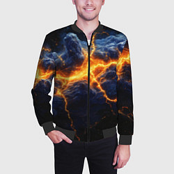 Бомбер мужской Молнии в разбитом небе, цвет: 3D-черный — фото 2