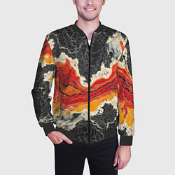 Бомбер мужской Красно-черная потертая текстура, цвет: 3D-черный — фото 2