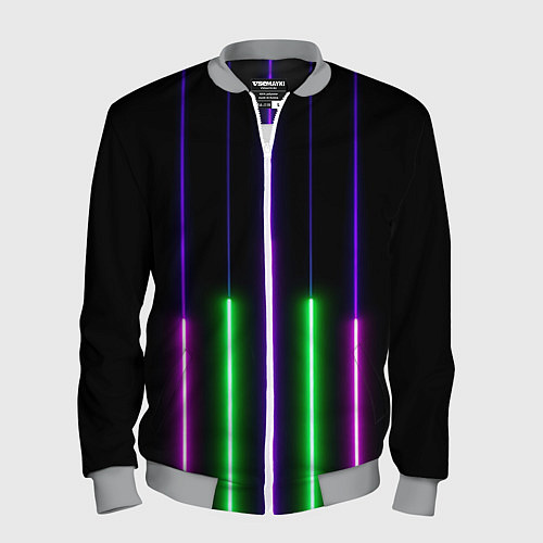 Мужской бомбер Color Purple green pink / 3D-Меланж – фото 1