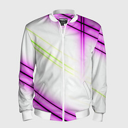 Бомбер мужской Green white pink line, цвет: 3D-белый