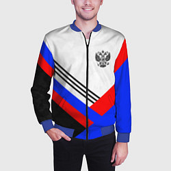 Бомбер мужской Герб России - минимализм, цвет: 3D-синий — фото 2