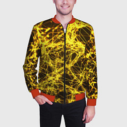Бомбер мужской Золотые нити текстура, цвет: 3D-красный — фото 2