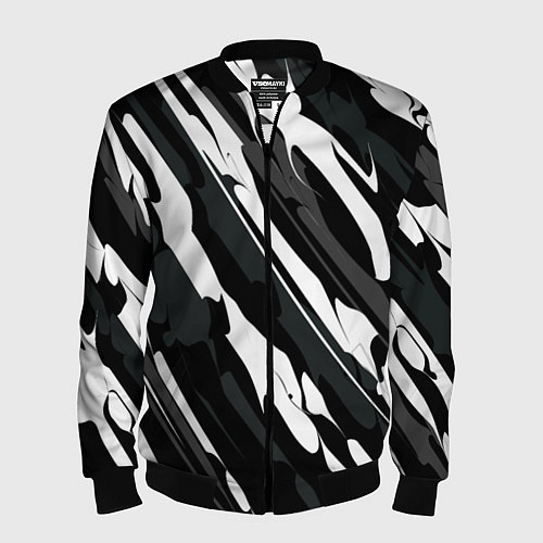 Мужской бомбер Разводы белым на черном / 3D-Черный – фото 1