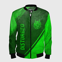 Бомбер мужской Disturbed - green gradient вертикально, цвет: 3D-черный