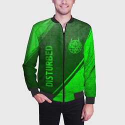 Бомбер мужской Disturbed - green gradient вертикально, цвет: 3D-черный — фото 2