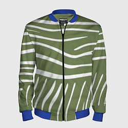 Бомбер мужской Полоски зеленой зебры, цвет: 3D-синий
