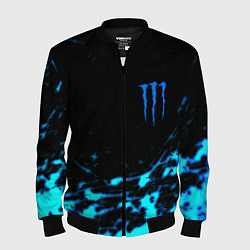 Бомбер мужской Monster energy голубые краски, цвет: 3D-черный