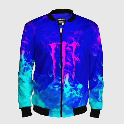 Мужской бомбер Monster energy дым неоновый / 3D-Черный – фото 1