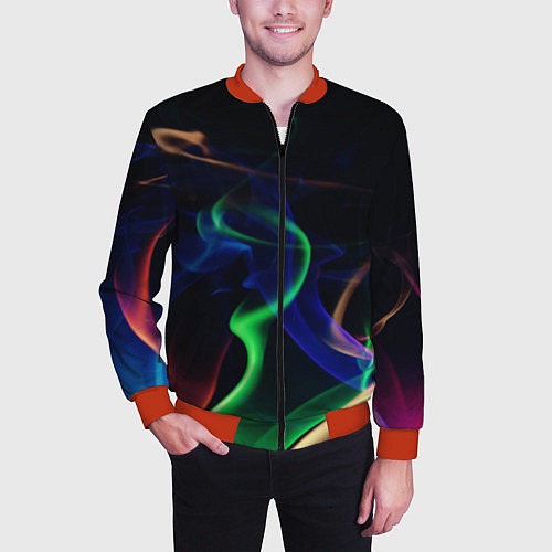 Мужской бомбер Color blue green red / 3D-Красный – фото 3