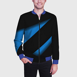 Бомбер мужской Color blue black line, цвет: 3D-синий — фото 2