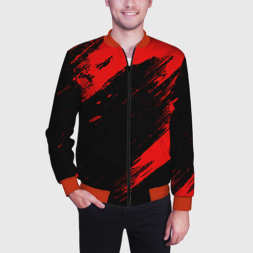 Мужской бомбер Color red black line / 3D-Красный – фото 3