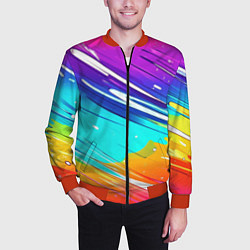 Бомбер мужской Радужные брызги краски текстура, цвет: 3D-красный — фото 2