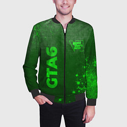 Бомбер мужской GTA6 - green gradient вертикально, цвет: 3D-черный — фото 2