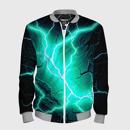 Мужской бомбер Color light blue black / 3D-Меланж – фото 1