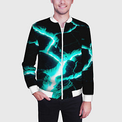 Бомбер мужской Color light blue black, цвет: 3D-белый — фото 2