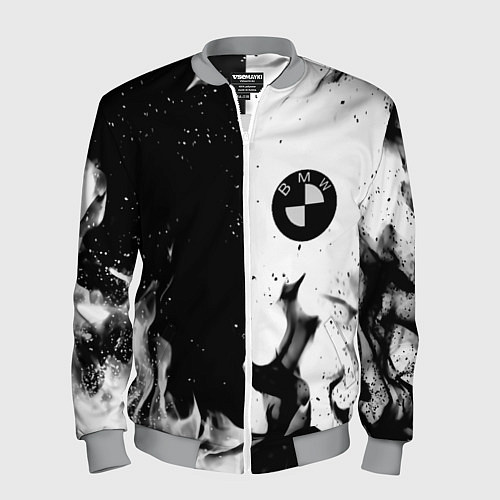 Мужской бомбер BMW black fire / 3D-Меланж – фото 1