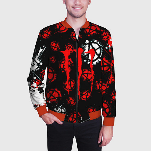 Мужской бомбер Monster energy anarhy / 3D-Красный – фото 3