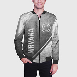 Бомбер мужской Nirvana - grey gradient вертикально, цвет: 3D-черный — фото 2