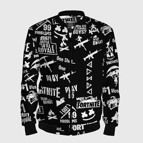 Мужской бомбер Черно белые логотипы игр / 3D-Черный – фото 1