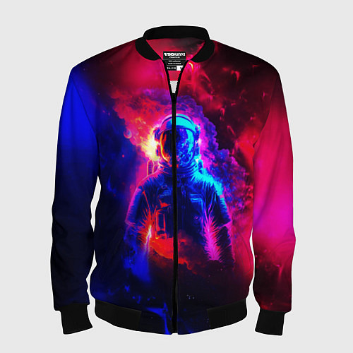 Мужской бомбер Космонавт в пламени / 3D-Черный – фото 1