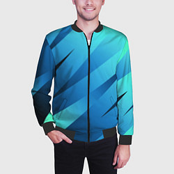 Бомбер мужской Сине-голубой абстрактные полосы, цвет: 3D-черный — фото 2