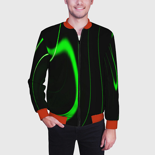 Мужской бомбер Color green light green black / 3D-Красный – фото 3