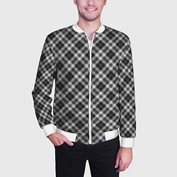 Бомбер мужской Косая черно белая клетка, цвет: 3D-белый — фото 2