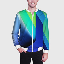 Бомбер мужской Color blue green, цвет: 3D-белый — фото 2