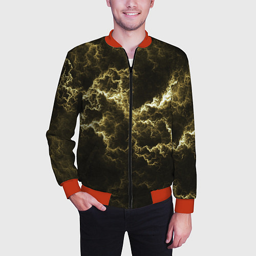 Мужской бомбер Lightning yellow / 3D-Красный – фото 3