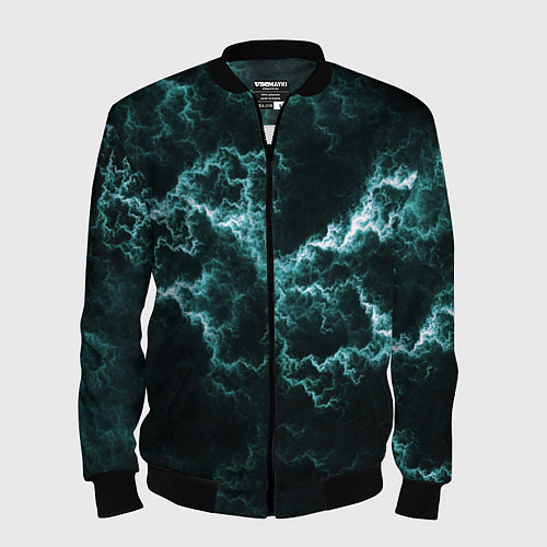 Мужской бомбер Lightning light blue line / 3D-Черный – фото 1