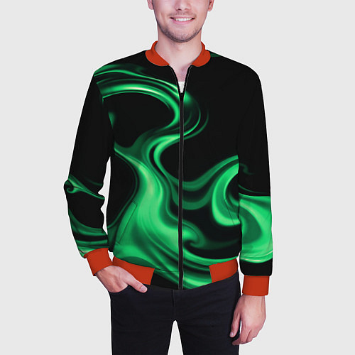 Мужской бомбер Color green smoke / 3D-Красный – фото 3
