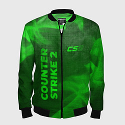 Мужской бомбер Counter Strike 2 - green gradient вертикально
