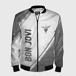 Мужской бомбер Bon Jovi - white gradient вертикально