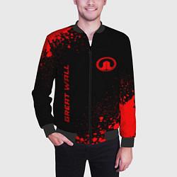 Бомбер мужской Great Wall - red gradient вертикально, цвет: 3D-черный — фото 2