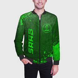 Бомбер мужской Saab - green gradient вертикально, цвет: 3D-черный — фото 2