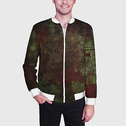 Бомбер мужской Абстракция - green fabric soaked in red paint, цвет: 3D-белый — фото 2