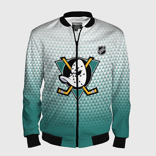 Мужской бомбер Анахайм Дакс - зеленая геометрия / 3D-Черный – фото 1