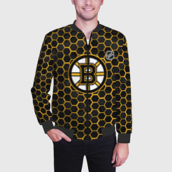 Бомбер мужской Бостон Брюинз - черные соты, цвет: 3D-черный — фото 2