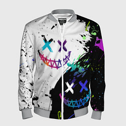Бомбер мужской Неоновые брызги - жуткие улыбки, цвет: 3D-меланж