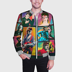 Бомбер мужской David Bowie vintage collage, цвет: 3D-меланж — фото 2