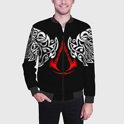 Бомбер мужской Силуэт ворона - Aссасинс Крид, цвет: 3D-черный — фото 2