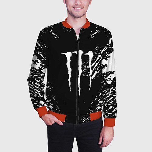 Мужской бомбер Monster energy white splash / 3D-Красный – фото 3
