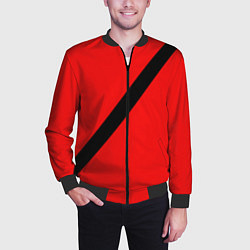 Бомбер мужской Ремень безопасности, красный, цвет: 3D-черный — фото 2