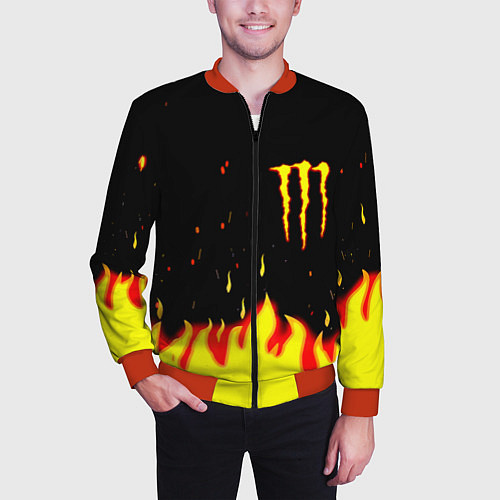 Мужской бомбер Monster energy fire steel / 3D-Красный – фото 3